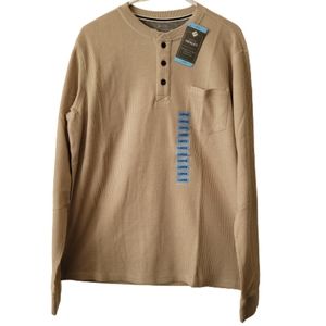 NWT L Tan Waffle Thermal Henley